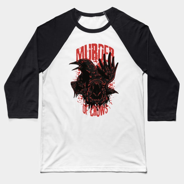 Murder Of Crows Baseball T-Shirt by LittleBunnySunshine